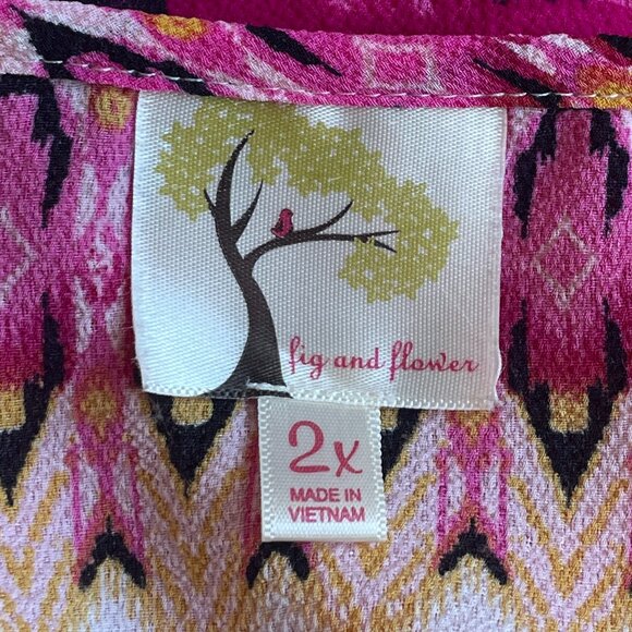 Fig and Flower Women's Pink Floral Tunic Top, Size 2X EUC - Picture 6 of 7